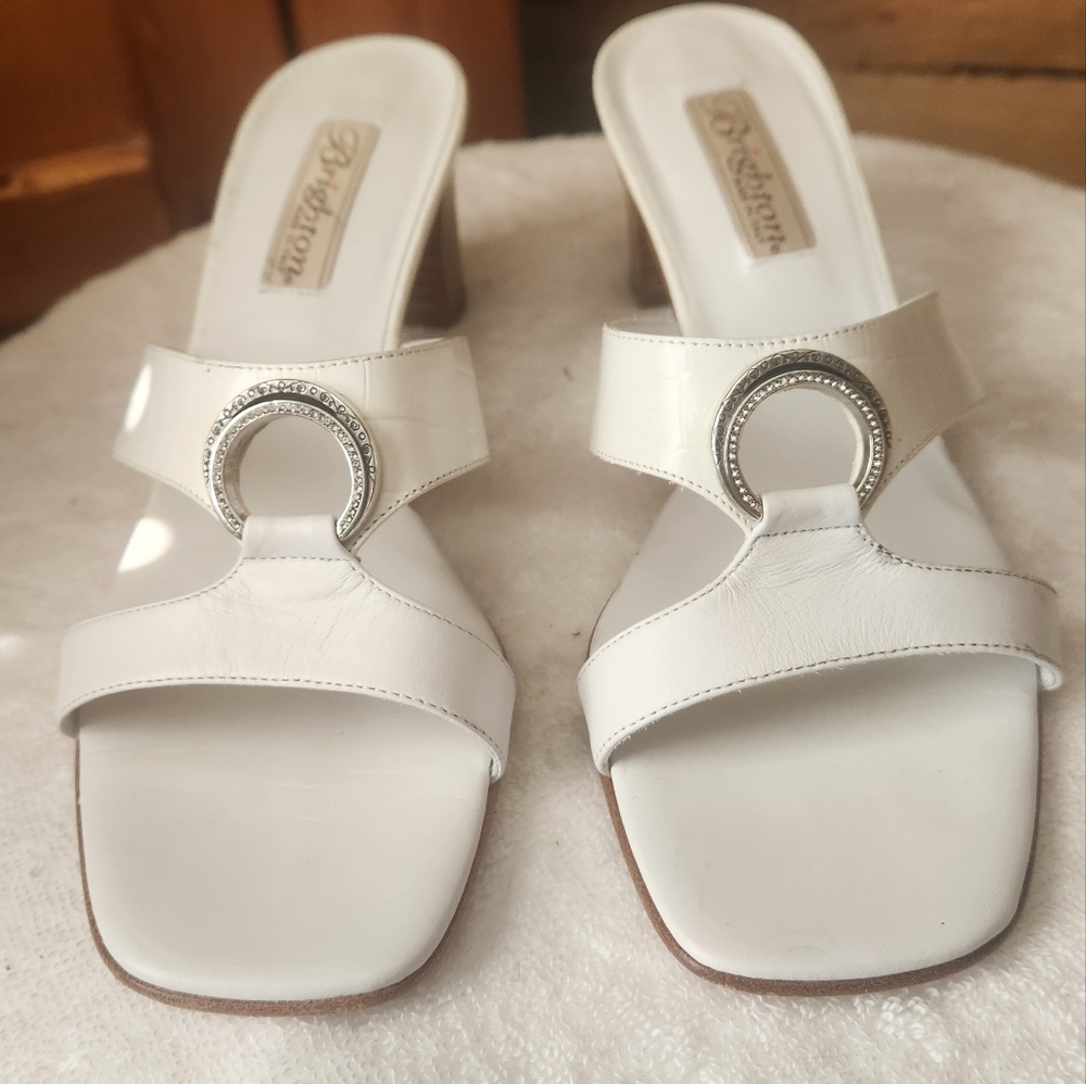 Brighton Women's White Heeled Sandals- Womens Size 8M- Made In Italy - Picture 6 of 11